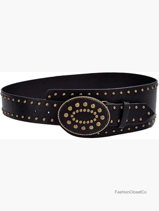 PU Leather Wide Oval Buckle Cinch Waist Belt for Jeans Dress Overcoat main image 7